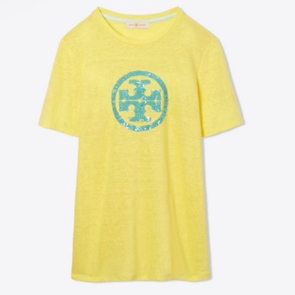 Tory Burch
Graphic Print Linen Crew Neck T-Shirt